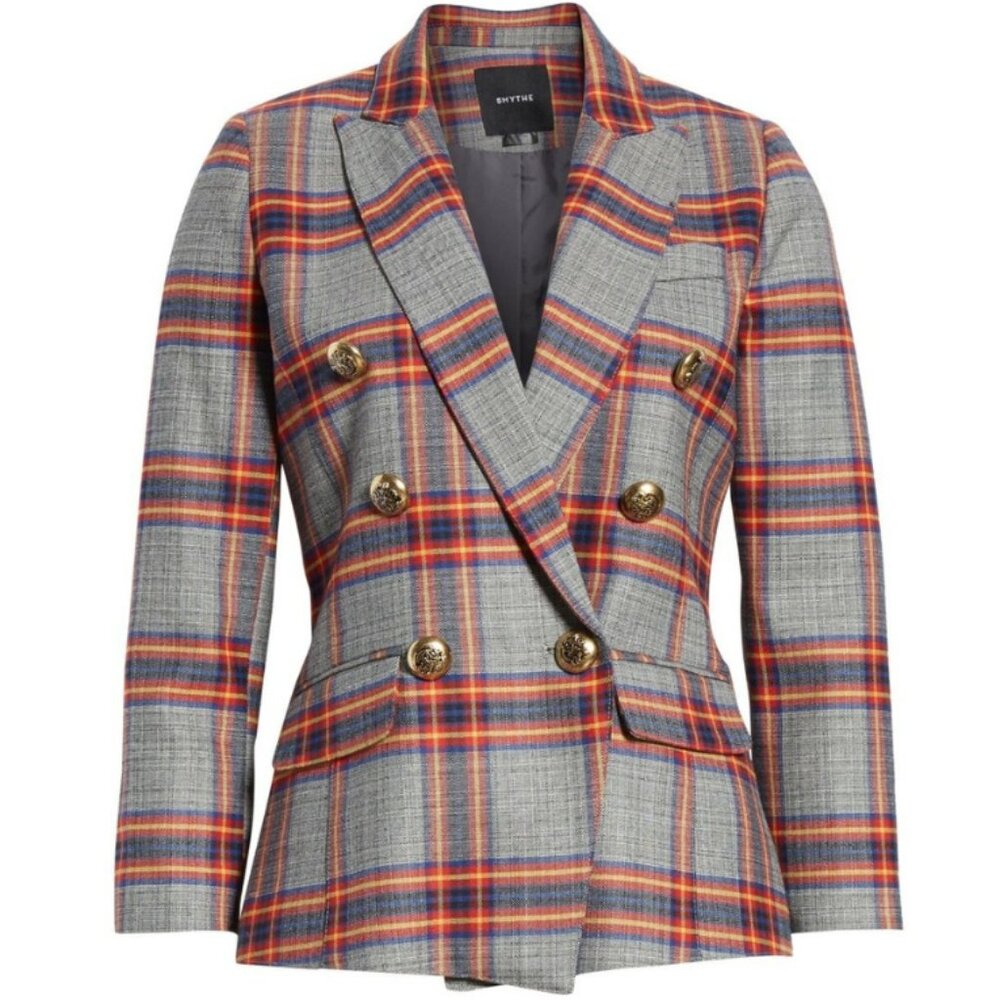 Smythe Plaid Double Breasted Blazer (8) & Karen Millen red top